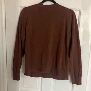 Quince Brown cotton mock neck sweater